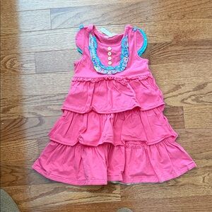 Matilda Jane Pink Tiered Dress with Blue Accents